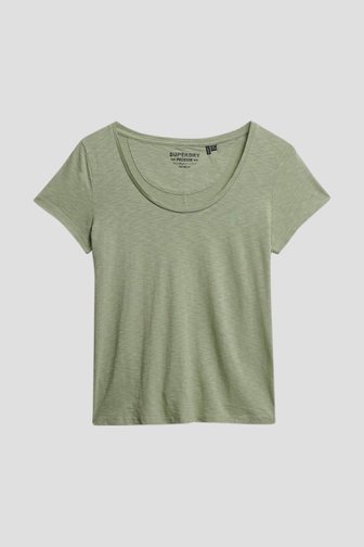 Photo produit 1 de T-shirt vert à manches courtes à col rond profond de Superdry pour Femmes