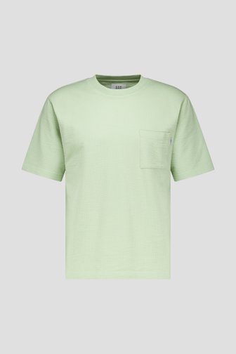T-shirt vert clair à structure gaufrée de Casual Five pour Hommes
