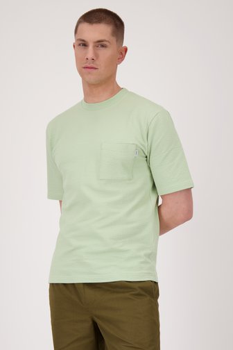 T-shirt vert clair à structure gaufrée de Casual Five pour Hommes