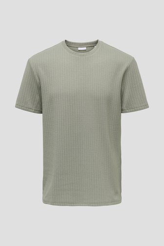 Le devant de T-shirt vert clair en tissu texturé  de Only & Sons pour Hommes