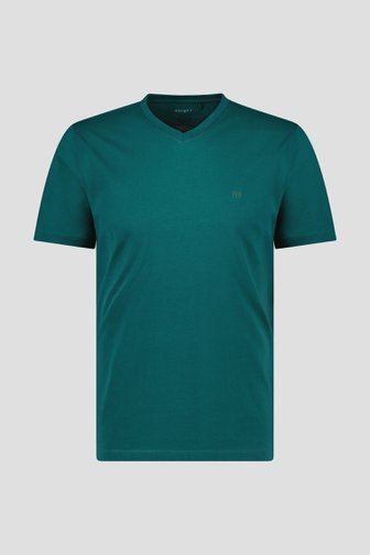 T-shirt vert foncé à col en V de Ravøtt pour Hommes
