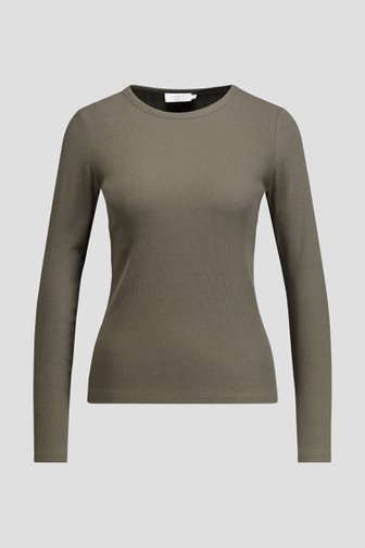Le devant de T-shirt vert foncé à manches longues de Liberty Island pour Femmes