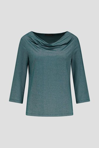 Le devant de T-shirt vert foncé scintillant de Claude Arielle pour Femmes