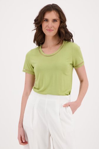 T-shirt vert olive avec détails transparents, Femmes, D'Auvry