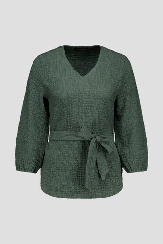 T-shirt vert olive en tissu texturé de Claude Arielle pour Femmes