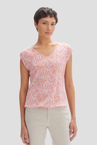 T-shirt violet à imprimé orange de Opus pour Femmes