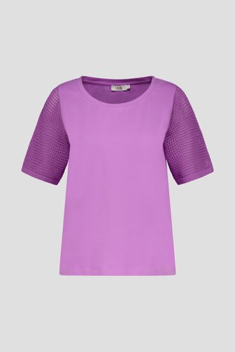 T-shirt violet à manches crochetées de Libelle pour Femmes