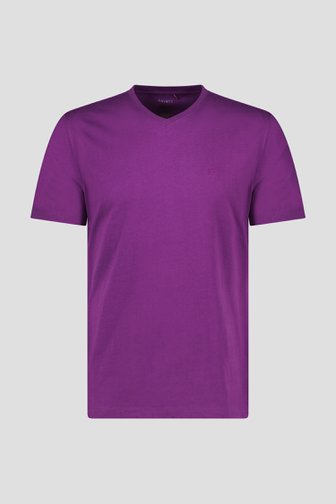 T-shirt violet foncé à col en V de Ravøtt pour Hommes