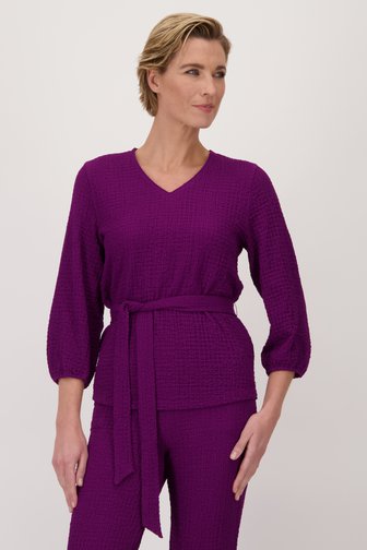 T-shirt violet foncé en tissu texturé de Claude Arielle pour Femmes