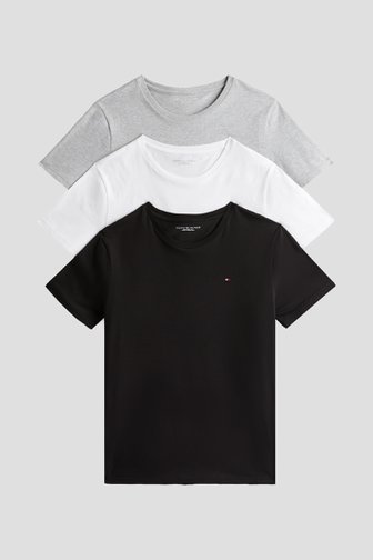 Voorkant van T-shirt wit/grijs/navy met ronde hals - Set van 3 door Tommy Hilfiger voor Heren