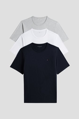 Productfoto 2 van T-shirt wit/navy/grijs met ronde hals - Set van 3 door Tommy Hilfiger voor Heren