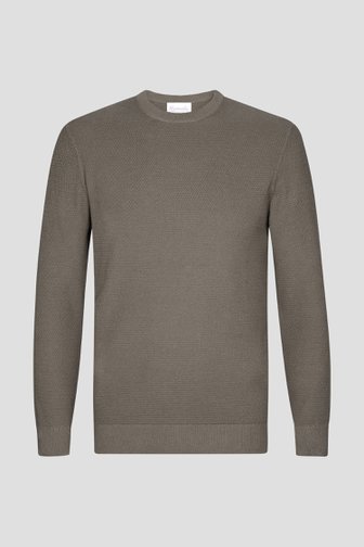 Productfoto 1 van Taupe gebreide trui met ronde hals door Michaelis voor Heren