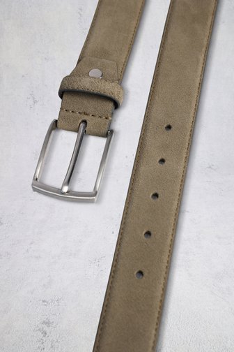 Voorkant van Taupe lederen riem door Liberty Island voor Heren