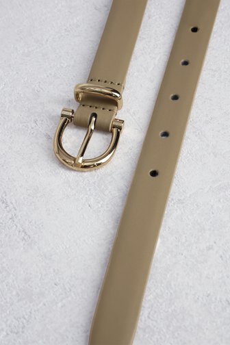 Voorkant van Taupe riem met goudkleurige gesp door Liberty Island voor Dames