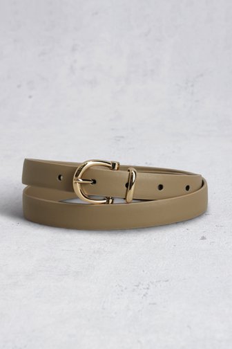 Voorkant van Taupe riem met goudkleurige gesp door Liberty Island voor Dames