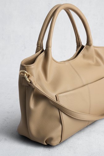 Voorkant van Taupe schoudertas met leather look door Liberty Island voor Dames