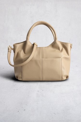 Voorkant van Taupe schoudertas met leather look door Liberty Island voor Dames