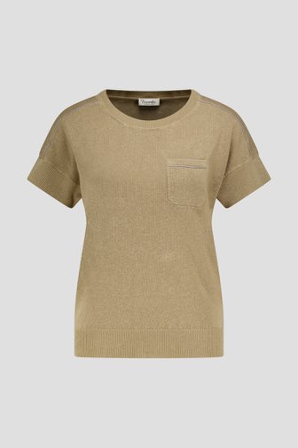 Taupe trui met korte mouwen van Barbara Lebek voor Dames