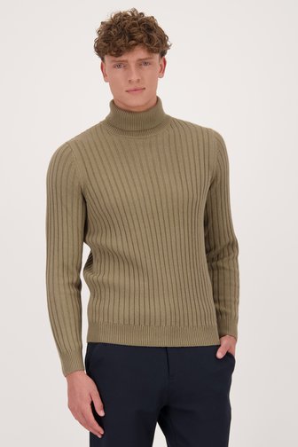 Voorkant van  Taupe trui met rolkraag  door Casual Five voor Heren