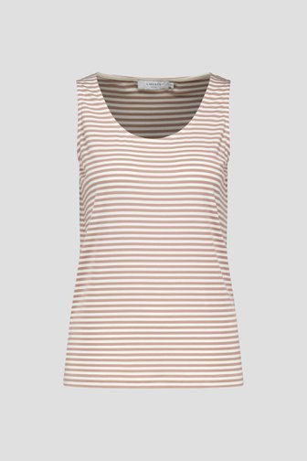 Top à rayures beige et écru à larges bretelles de Liberty Island pour Femmes