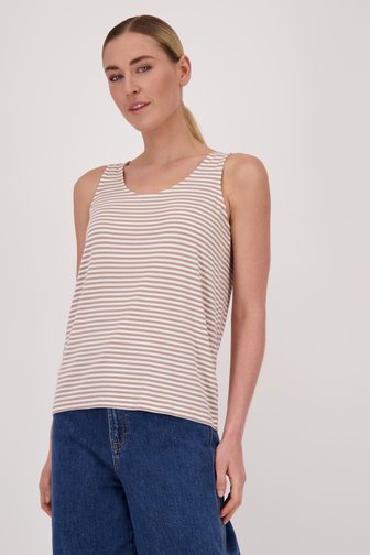 Top à rayures beige et écru à larges bretelles de Liberty Island pour Femmes