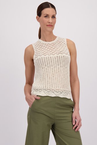 Top beige en maille avec motif ajouré de More & More pour Femmes
