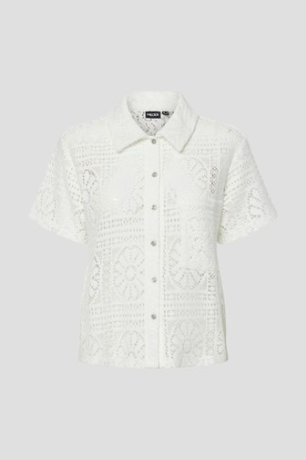 Le devant de Top blanc en broderie anglaise à manches courtes de Pieces pour Femmes
