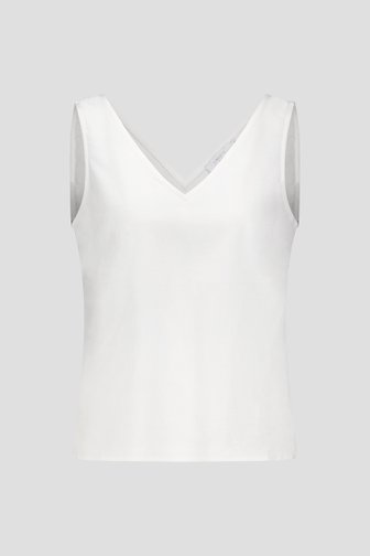 Top blanc sans manches avec col en V et dos ouvert de Liberty Island pour Femmes