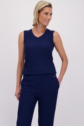 Le devant de Top bleu foncé en tissu structuré de Claude Arielle pour Femmes