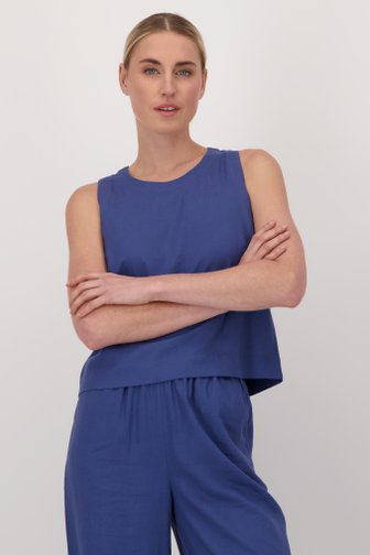 Top bleu sans manches à col rond de Liberty Island pour Femmes