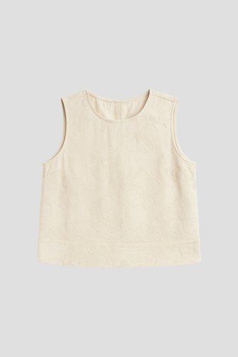 Le devant de Top en jean écru avec fleurs ton sur ton de JDY pour Femmes