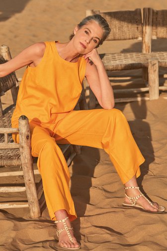 Top en lin orange de Liberty Island pour Femmes
