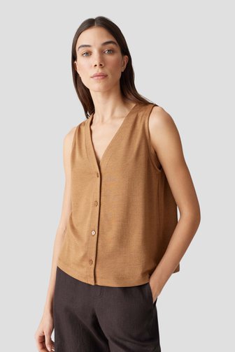 Le devant de Top en maille brun foncé avec boutons de Opus pour Femmes