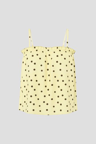 Le devant de Top jaune à pois marron de Pieces pour Femmes