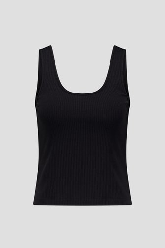 Top noir en tricot côtelé de Louise pour Femmes