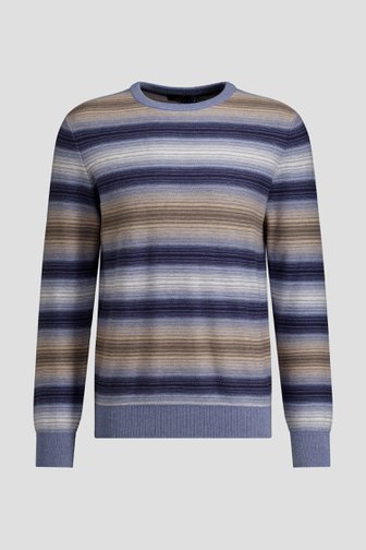 Voorkant van Trui met blauw-beige gestreept motief door Dansaert Blue voor Heren