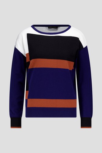 Voorkant van Trui met blauw-zwarte color blocks door Claude Arielle voor Dames