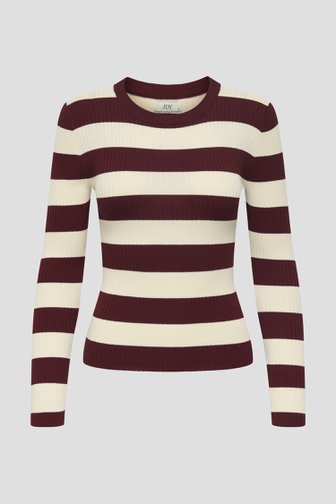 Productfoto 1 van Truitje met ecru-bordeaux gestreept motief door JDY voor Dames