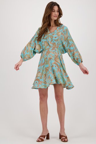Turquoise kleedje met paisley print