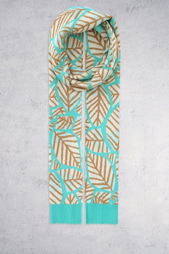 Voorkant van Turquoise sjaal met geometrisch motief door Libelle voor Dames