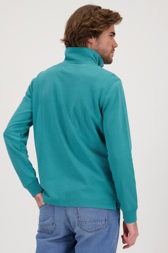 Turquoise sweater met korte rits van Ravøtt voor Heren