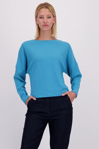 Voorkant van Turquoise T-shirt met lange mouwen  door D'Auvry voor Dames