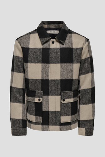 Photo produit 1 de Veste à carreaux noir et beige de Only & Sons pour Hommes