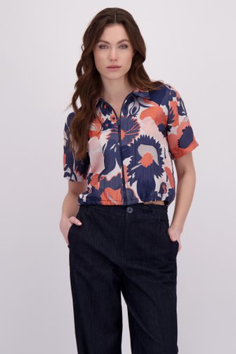 Le devant de Veste à motif floral bleu et corail de Geisha pour Femmes