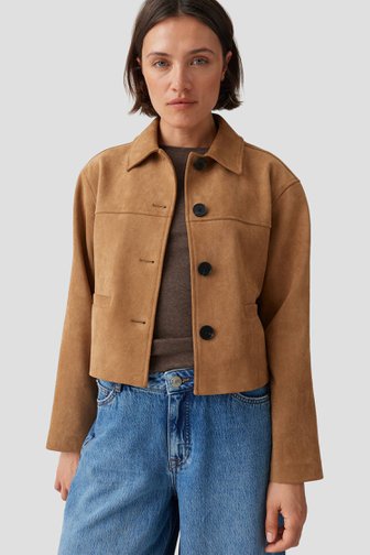 Le devant de Veste courte brune aspect suédine de Opus pour Femmes