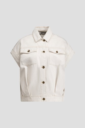 Le devant de Veste en denim écru sans manches de Liberty Island Denim pour Femmes