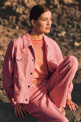Veste en denim rose de Geisha pour Femmes
