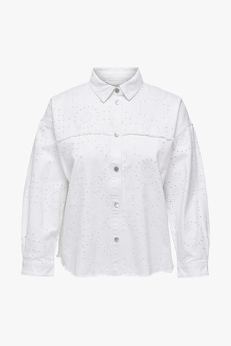 Veste en jean blanche avec détails ajourés de Only Carmakoma pour Femmes
