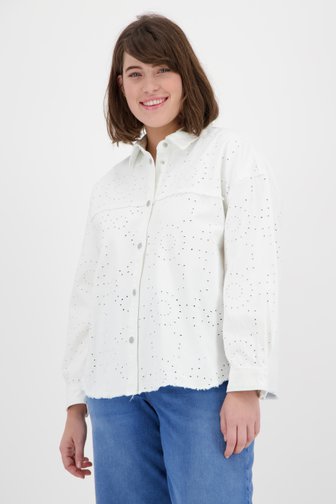 Veste en jean blanche avec détails ajourés de Only Carmakoma pour Femmes