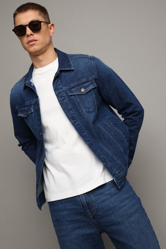 Le devant de Veste en jean bleu foncé de Liberty Island Denim pour Hommes